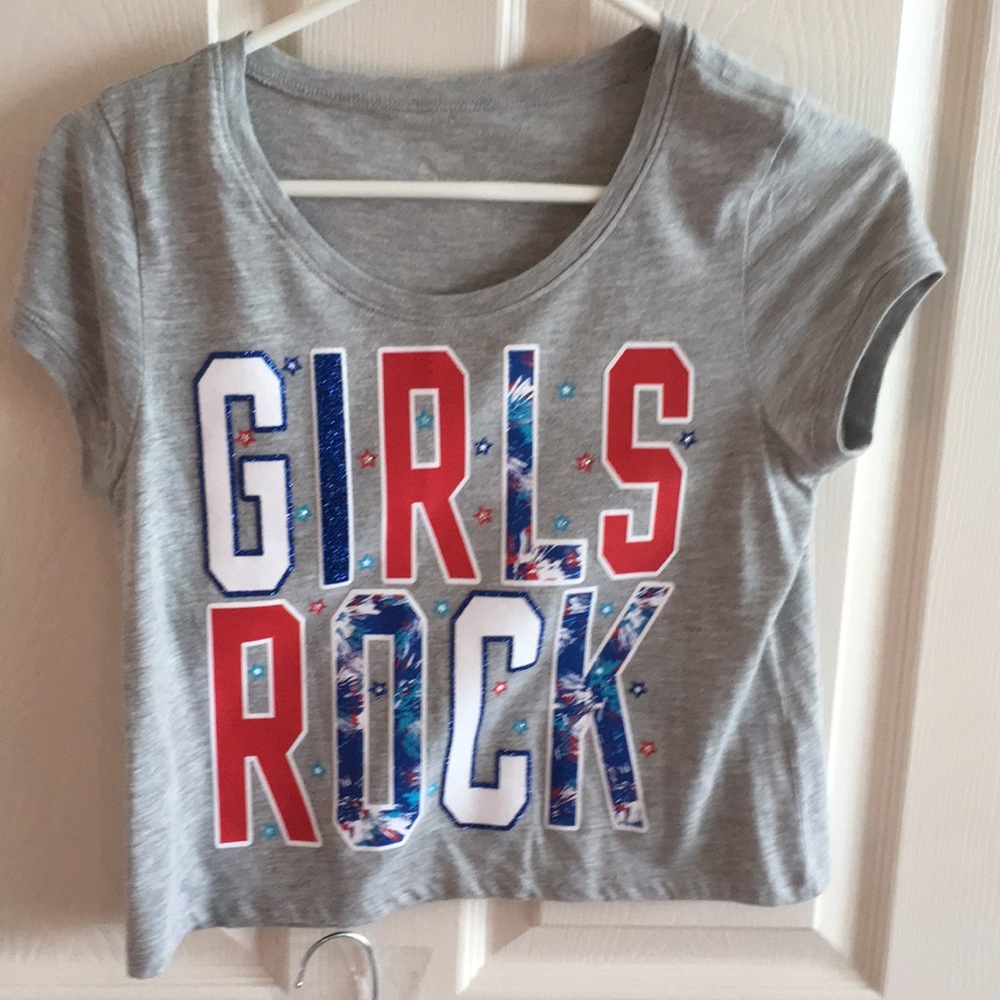 Girls Fourth of July cropped tee